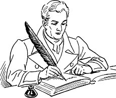 écrivain rédigeant à la plume